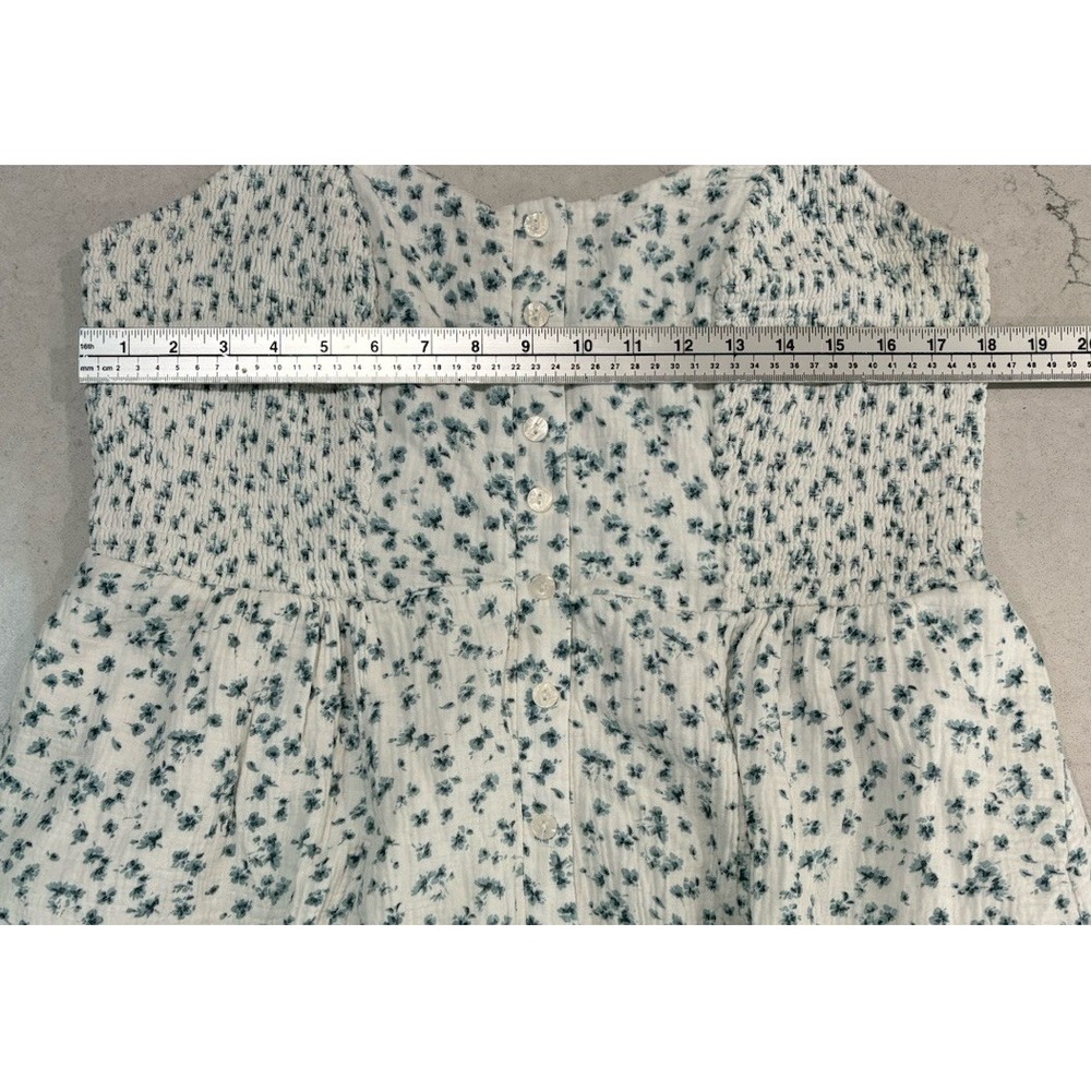 TORRID Size 2 2X Faux Button Front Midi Dress Smocked Crinkle Gauze Blue Floral - Picture 10 of 11